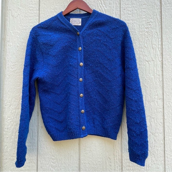 VTG Pendleton Cardigan Womens M Blue Button Front Wool Made in USA Grandma core - Picture 1 of 9